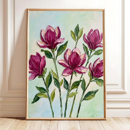 Minimalistisk Magnoliablomma Väggkonst Canvastryck