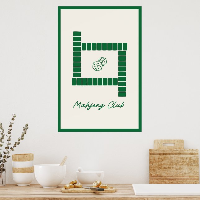 Minimalistisk Mahjong-klubb Väggkonst (Kök)