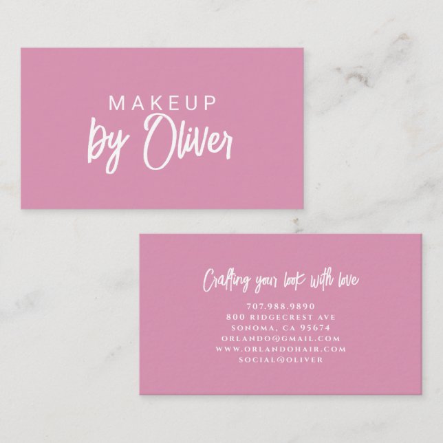Minimalistisk Makeup Artist Pinsel Skript Kalligra Visitkort (Fram/baksida)