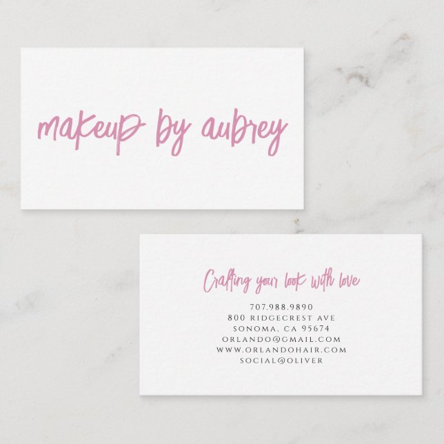Minimalistisk Makeup Artist Pinsel Skript Kalligra Visitkort (Fram/baksida)