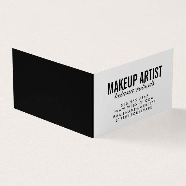 Minimalistisk makeup-artist / (svart/vitt) visitkort (Utsida)