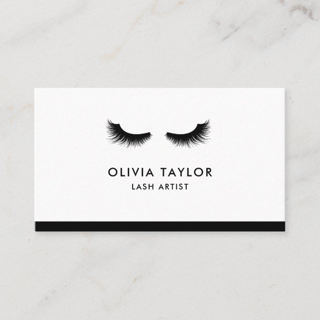 Minimalistisk makeup-Elegant, svart och vit Visitkort (Framsida)