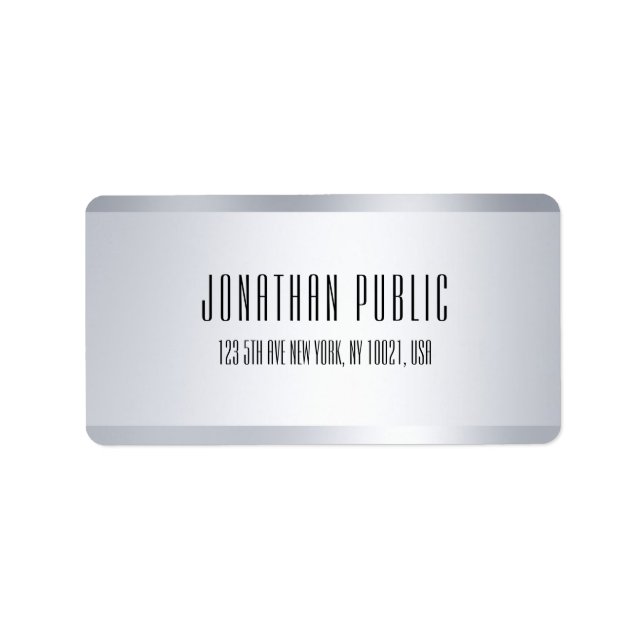 Minimalistisk mall för den moderna Faux Silver-Ele Adressetikett (Framsidan)