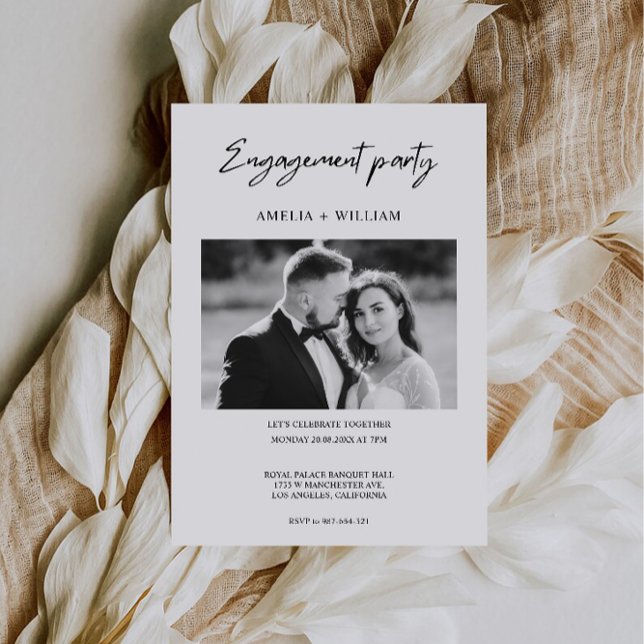 Minimalistisk mall för förlovningsinbjudan med fot (Minimalist Photo Engagement Invitation Template)