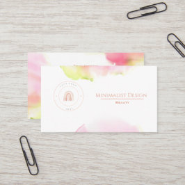 MINIMALISTISK MALL VATTENFÄRGENS GRÖNT OCH ROSA VISITKORT