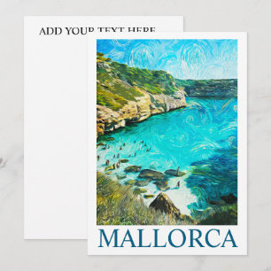 Minimalistisk Mallorca Spanien Medelhavet Oljemåln Kort
