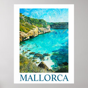 Minimalistisk Mallorca Spanien Medelhavet Oljemåln Poster