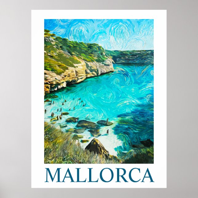 Minimalistisk Mallorca Spanien Medelhavet Oljemåln Poster (Framsidan)