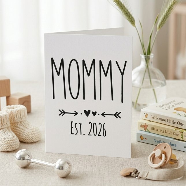 Minimalistisk Mamma Års Modern Bokstavsdesign Kort (Skapare uppladdad)