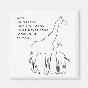 Minimalistisk Mamma Baby Giraffe Line Art Mors dag Magnet