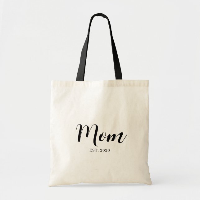 Minimalistisk Mamma Est Datum Fet Karaktärsdesign Tygkasse (Framsidan)