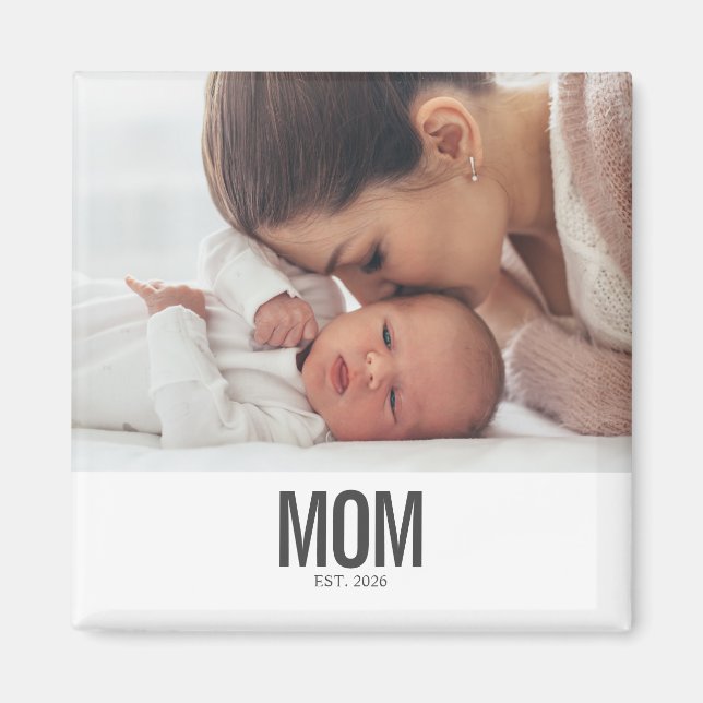 Minimalistisk mamma etablerad foto magnet (Framsidan)