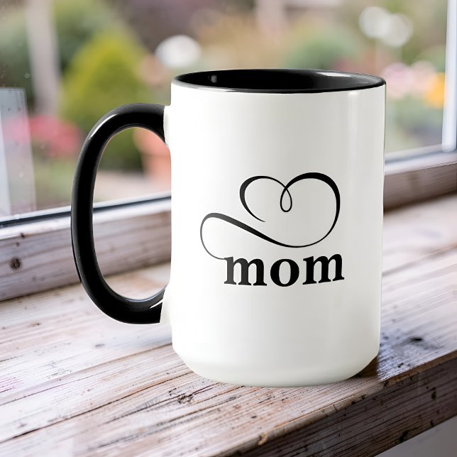 Minimalistisk Mamma Hjärtkalligrafi Anpassad Mugg (Skapare uppladdad)