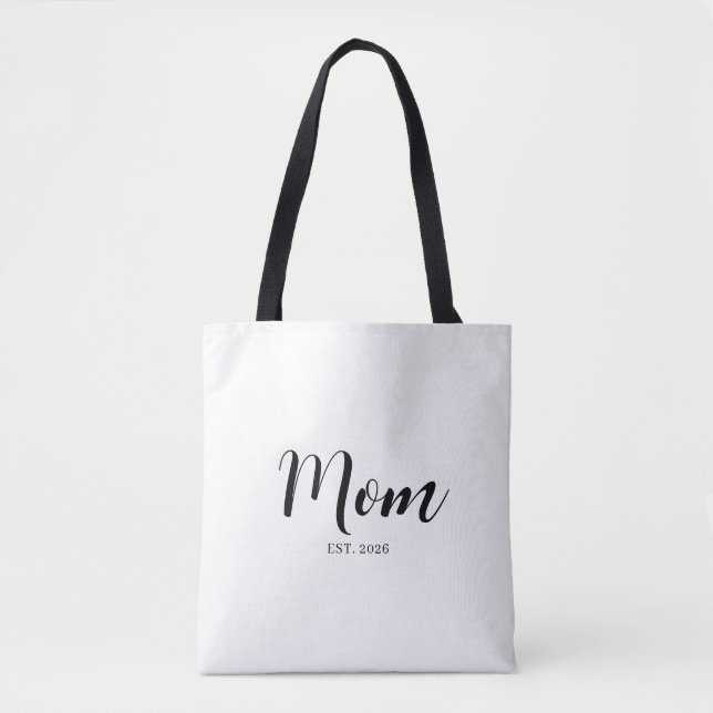 Minimalistisk Mamma Milstolpe Fet Text Design Tygkasse (Framsida)