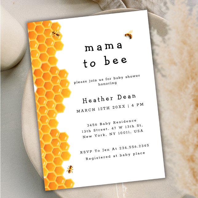 Minimalistisk Mamma till Bee HonungsBee Boy Shower Inbjudningar (Minimalist Mama to Bee Honey Bee Boy Baby Shower Invitation)