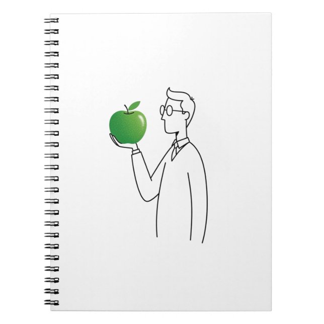 Minimalistisk man med Grönt Apple Illustration-ant Anteckningsbok (Framsidan)