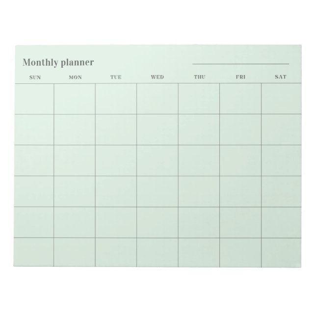 Minimalistisk månadsplanering, anpassningsbar tite anteckningsblock (Framsida)