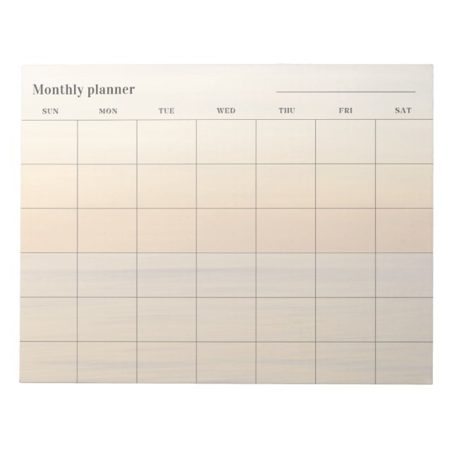 Minimalistisk månadsplanering (pastell), anpassnin anteckningsblock (Framsida)