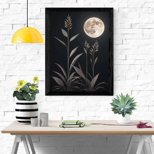 Minimalistisk månbelyst magi poster