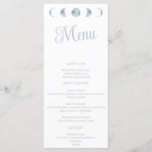 Minimalistisk Måne-fas Celestial Bröllop Flat Menu Meny