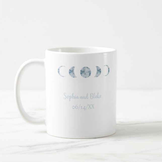 Minimalistisk Måne-fas Celestial Bröllop Kaffemugg (Vänster)
