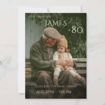 Minimalistisk manlig familjefoto 80-årsdag