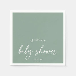 Minimalistisk manus sagegrön baby shower pappersservett
