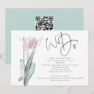 Minimalistisk manus Vi gör foto QR-kod bröllopsinb Inbjudningar