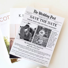 Minimalistisk manustidning bröllop spara datum inbjudningar