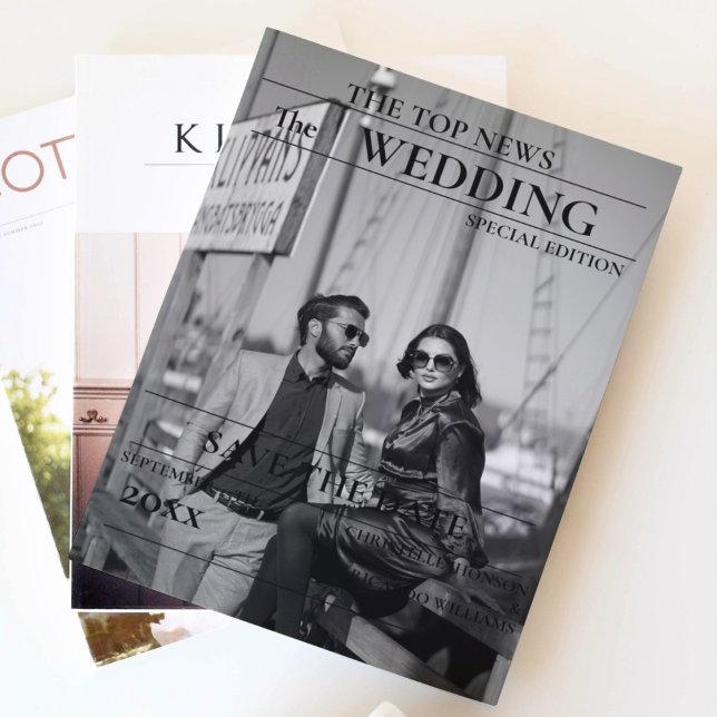 Minimalistisk manustidning bröllop spara datum inbjudningar (Skapare uppladdad)