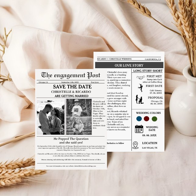 Minimalistisk manustidning bröllop spara datum inbjudningar (Skapare uppladdad)