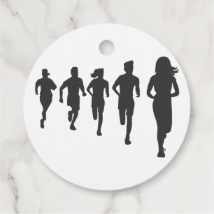 Minimalistisk Marathon Springer Silhouettes Gåvor Etiketter