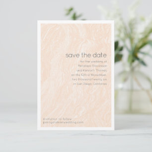 Minimalistisk marble Neutralt Peach Elegant bröllo Spara Datumet