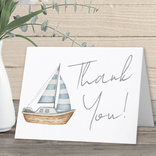Minimalistisk Marin Bebis-fest Tack Kort (Minimal Nautical Baby Shower Thank You Card )