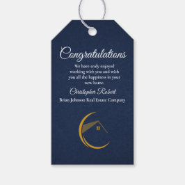 Minimalistisk marin blå äkta Gods Presentetikett