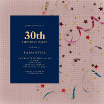 Minimalistisk marin blå Guld 30års födelsedag Inbjudningar<br><div class="desc">Minimalistisk marinblå Guld 30års födelsedag. Helt anpassade. Anpassa färgen och ändra teckensnitt och bakgrund enkelt om du vill genom att redigera ytterligare alternativ.</div>