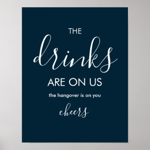 Minimalistisk marin blå nyj Bröllop öppen Pub Poster