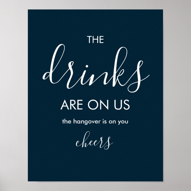 Minimalistisk marin blå nyj Bröllop öppen Pub Poster (Framsidan)