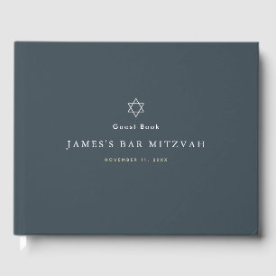 Minimalistisk marin blå Pub Mitzvah Gästböcker