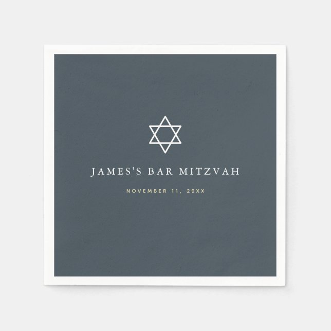 Minimalistisk marin blå Pub Mitzvah Pappersservett (Framsidan)