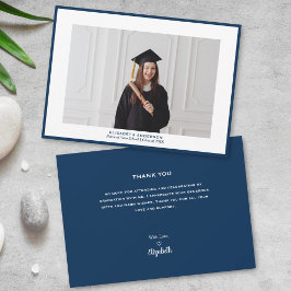 Minimalistisk marin blå Student-foto Studenten Tack Kort