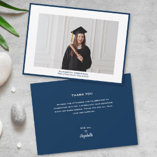 Minimalistisk marin blå Student-foto Studenten Tack Kort