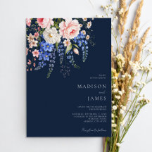 Minimalistisk marin BlueBoho Wildblomma Blommigt B