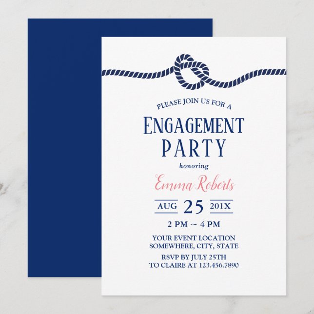 Minimalistisk marin Gifter sig marin Förlovning Inbjudningar (Fram/baksida)