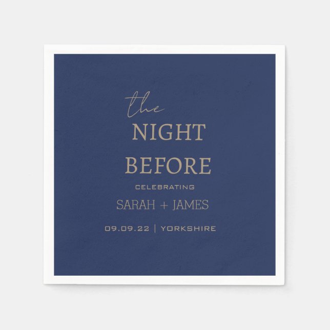 Minimalistisk marin natten före Bröllopsfest Pappersservett (Framsidan)