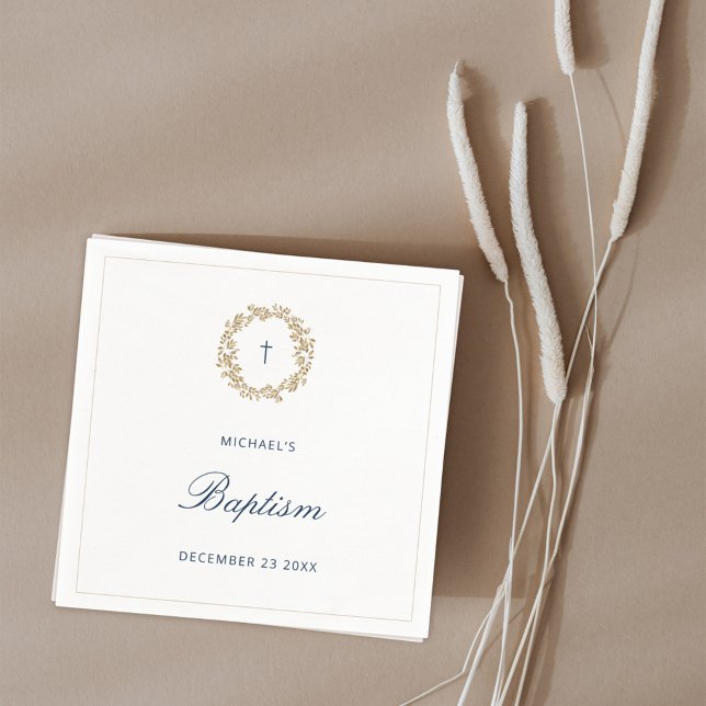 Minimalistisk marin Pojke-baptism Christening Pappersservett (Skapare uppladdad)