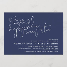 Minimalistisk marin skript Bröllop Rehearsal Midda Inbjudningar