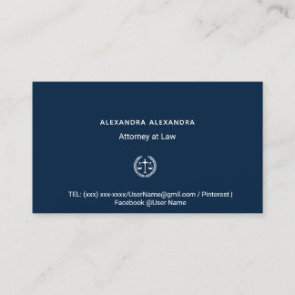 Minimalistisk marinblå advokat jurist Företag Bil Visitkort