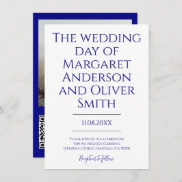 Minimalistisk marinblå allt i en QR-kod Bröllop Inbjudningar