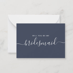 Minimalistisk marinblå bridesmaid Frieri Anteckningskort